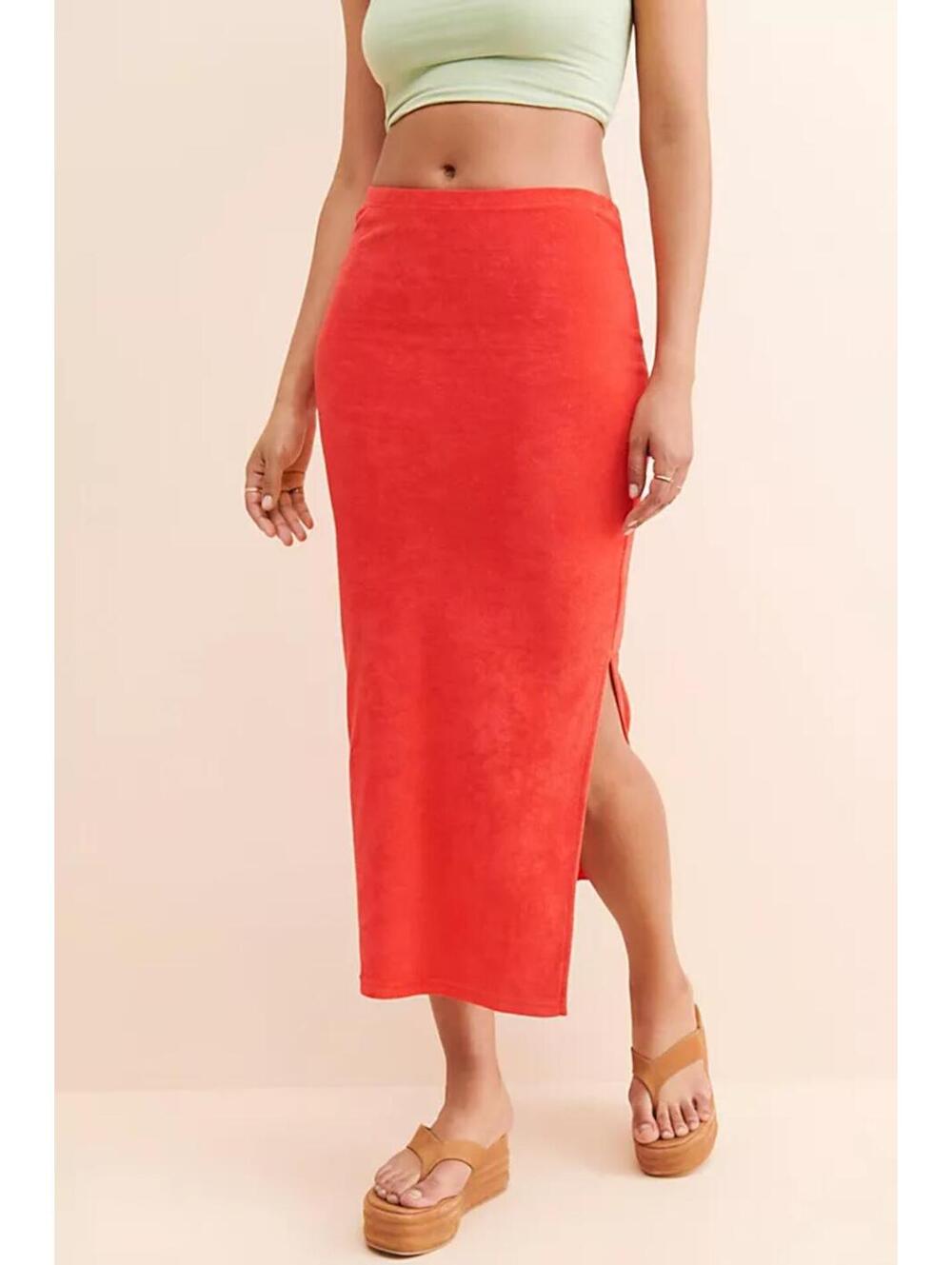 Araminta James Velour Maxi Skirt pink/red Size S NWT Lounge Resort
